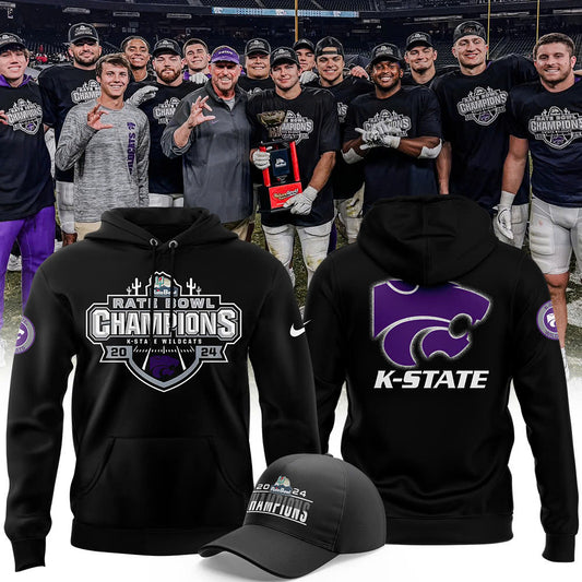 Kansas State Wildcats Football 2024 Rate Bowl Champions Premium Limited Pullover Hoodie