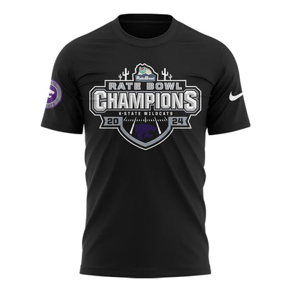 Kansas State Wildcats Football 2024 Rate Bowl Champions Short Sleeve Shirt