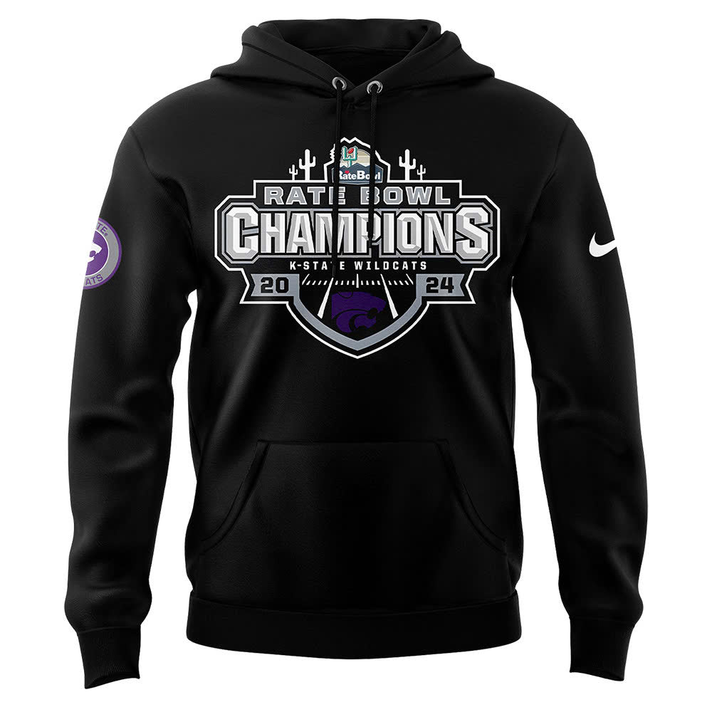 Kansas State Wildcats Football 2024 Rate Bowl Champions Premium Limited Pullover Hoodie