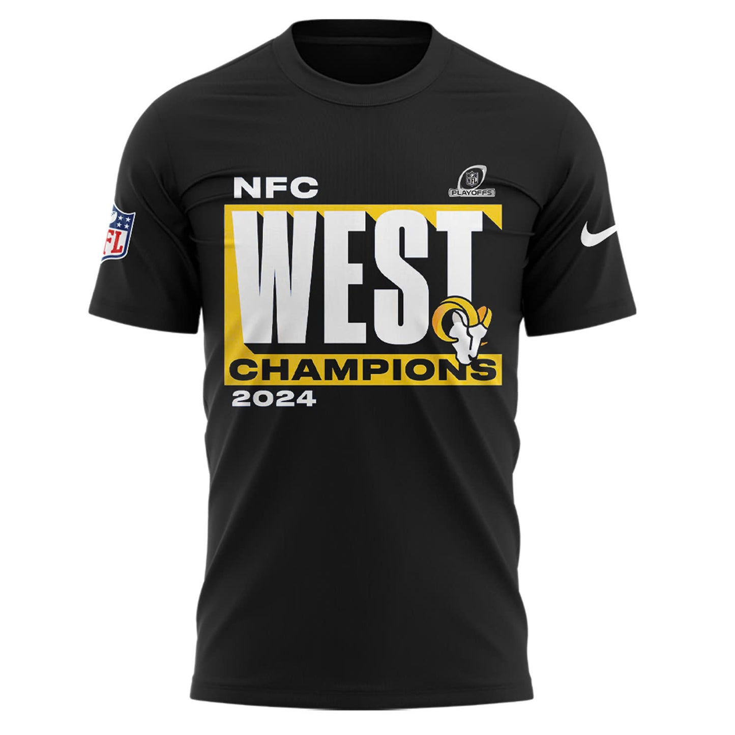 Los Angeles Rams 2024 NFC West Division Champions Locker Room Trophy T-Shirt