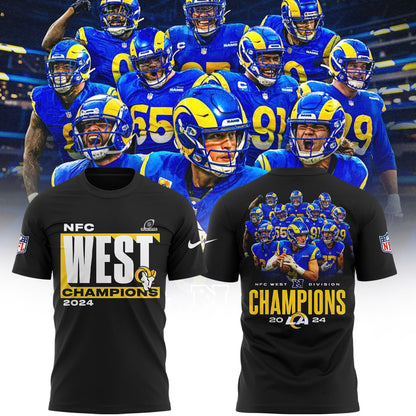 Los Angeles Rams 2024 NFC West Division Champions Locker Room Trophy T-Shirt