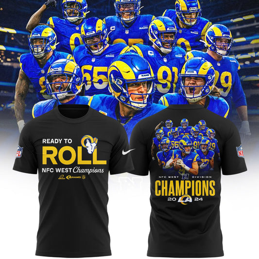 Los Angeles Rams 2024 NFC West Division Champions Locker Room Trophy T-Shirt