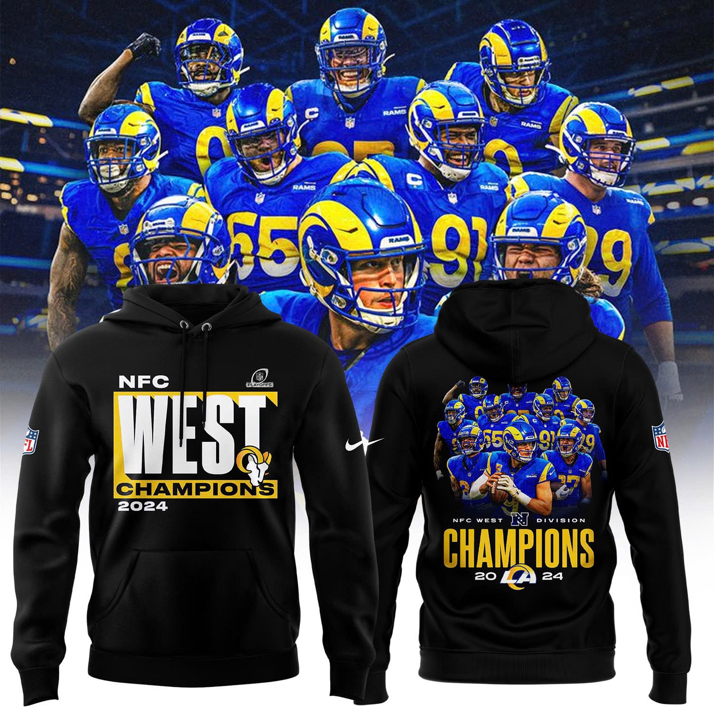 Los Angeles Rams 2024 NFC Playoff Premium Limited Pullover Hoodie