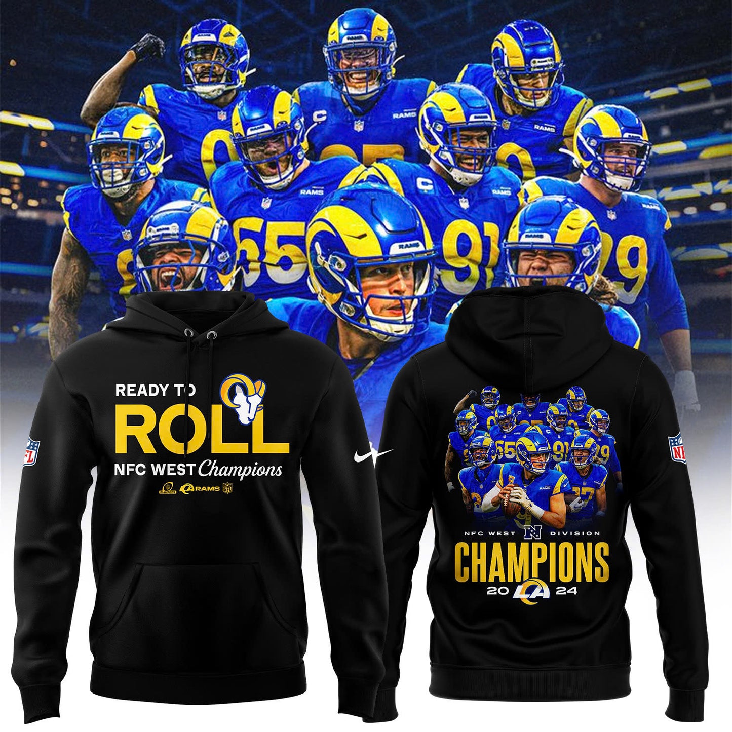 Los Angeles Rams 2024 NFC Playoff Premium Limited Pullover Hoodie