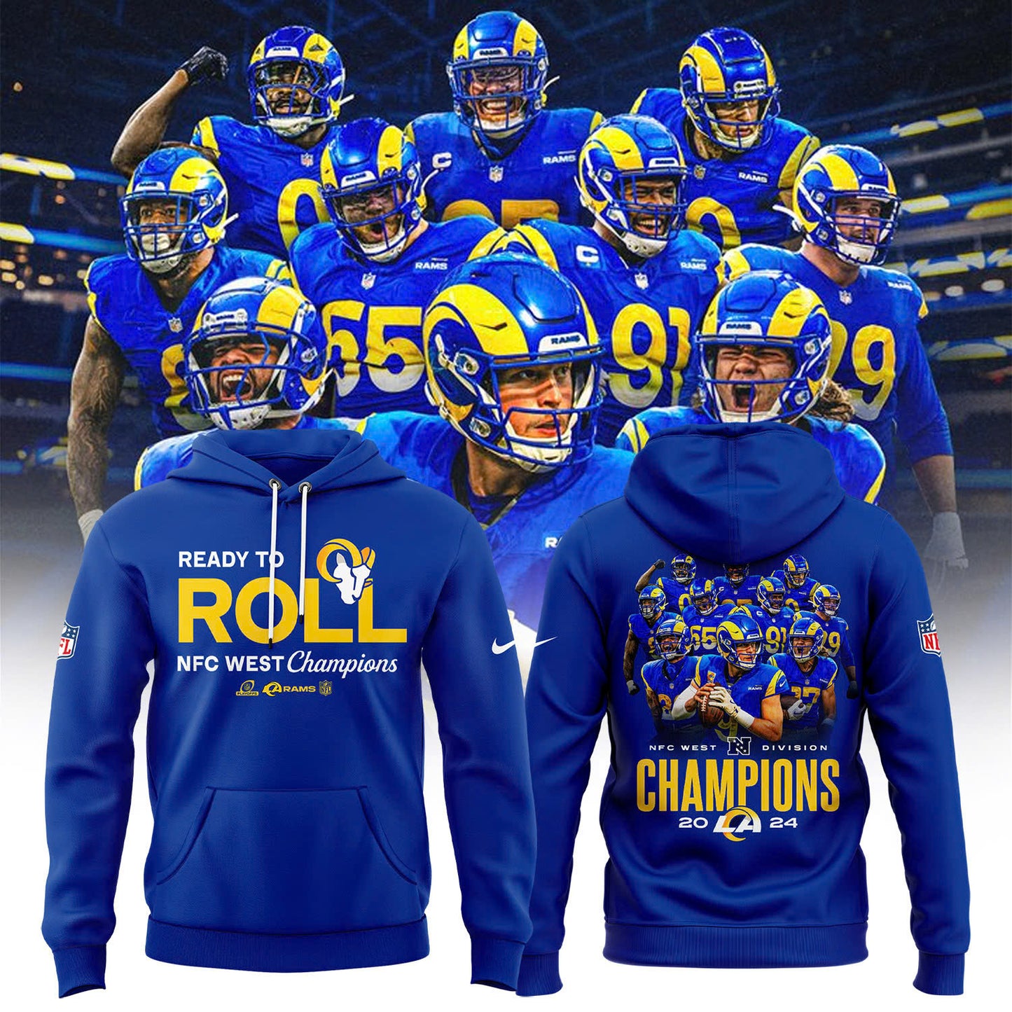 Los Angeles Rams 2024 NFC Playoff Premium Limited Pullover Hoodie