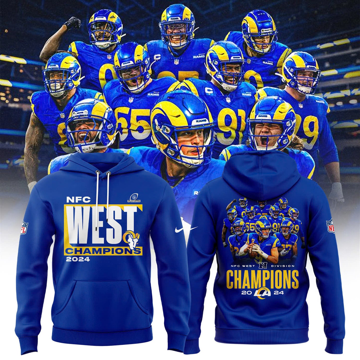 Los Angeles Rams 2024 NFC Playoff Premium Limited Pullover Hoodie