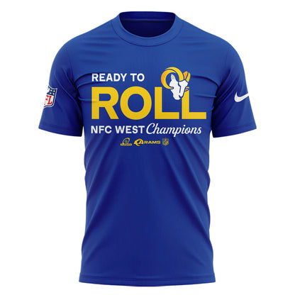 Los Angeles Rams 2024 NFC West Division Champions Locker Room Trophy T-Shirt