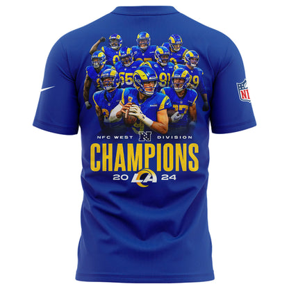 Los Angeles Rams 2024 NFC West Division Champions Locker Room Trophy T-Shirt