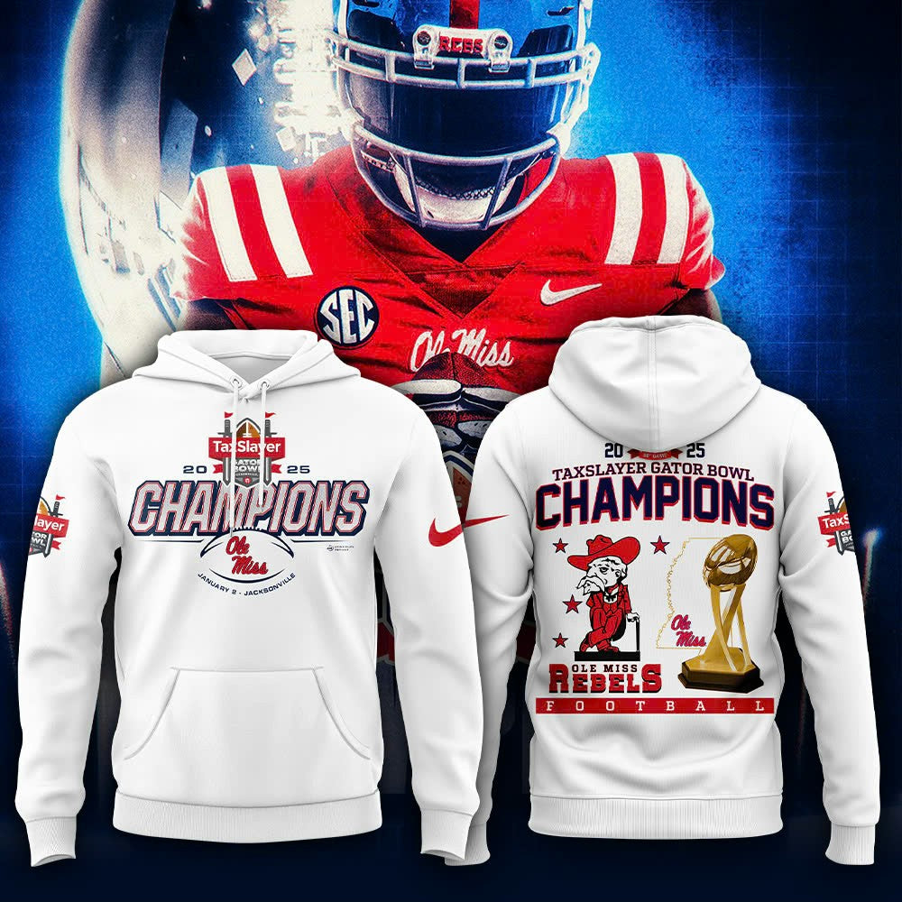 Ncaa Ole Miss Rebels TaxSlayer Gator Bowl Champions Limited Edition Hoodie 2025