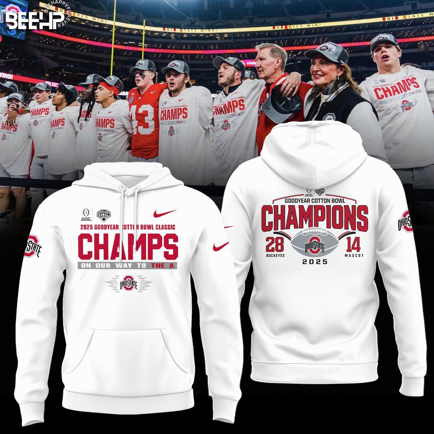 Ohio State Buckeyes College Football Playoff 2025 Cotton Bowl Champions Hoodie