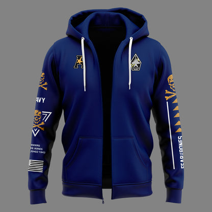 Special Navy Football Zip Hoodie 2024 Navy Game Uniform