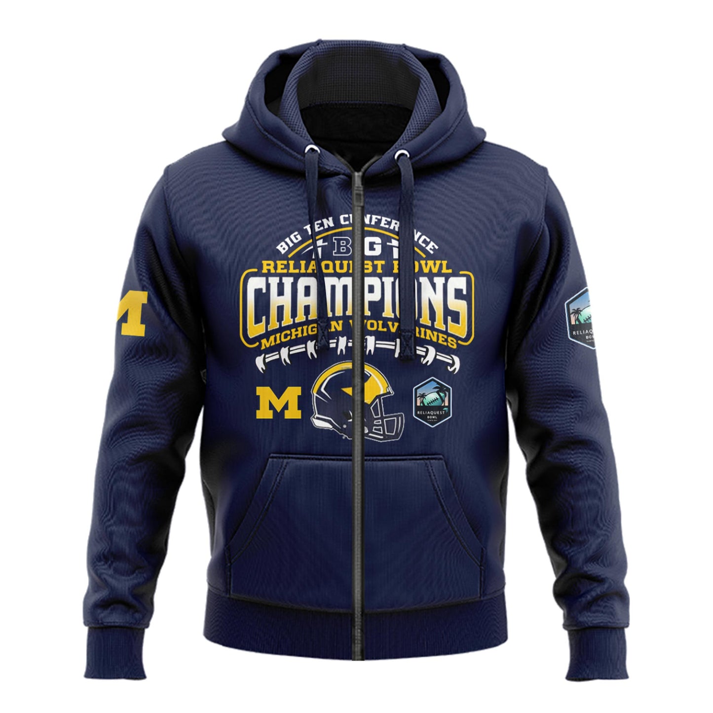 Michigan Wolverines NCAA ReliaQuest Bowl Champions Limited Edition Zip Hoodie