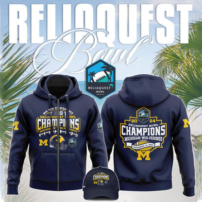 Michigan Wolverines NCAA ReliaQuest Bowl Champions Limited Edition Zip Hoodie